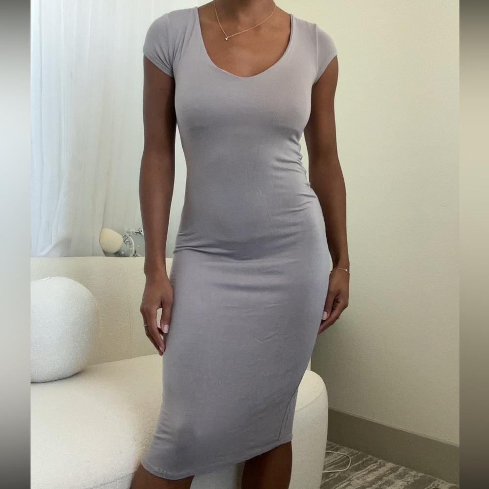 V-neck midi dress